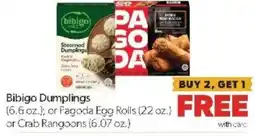 Family Fare Bibigo Dumplings or Pagoda Egg Rolls or Crab Rangoons offer