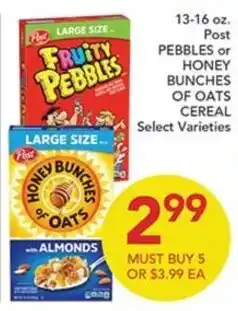 Pete's Fresh Market Post fruity pebbles or honey bunches of oats cereal offer