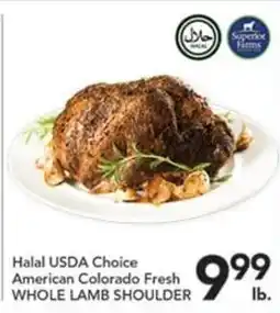 Pete's Fresh Market Halal USDA Choice American Colorado Fresh Whole Lamb Shoulder offer