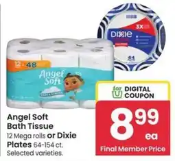 Albertsons Angel Soft Bath Tissue or Dixie Plates offer