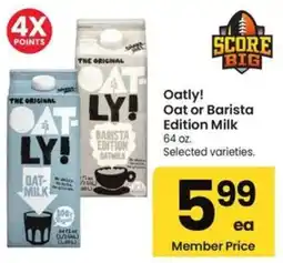 Albertsons Oatly Oat or Barista Edition Milk offer
