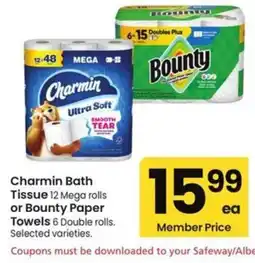 Albertsons Charmin Bath Tissue or Bounty Paper Towels offer