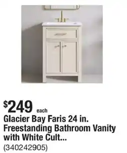 The Home Depot Glacier Bay Faris 24 in. Freestanding Bathroom Vanity with White Cult... offer