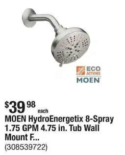 The Home Depot Moen hydroenergetix 8-spray offer
