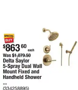 The Home Depot Delta Saylor 5-Spray Dual Wall Mount Fixed and Handheld Shower offer