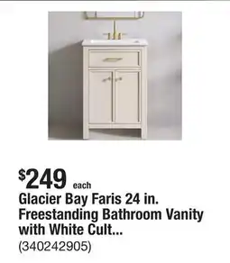 The Home Depot Glacier Bay Faris 24 in. Freestanding Bathroom Vanity with White Cultured Marble Top in Dove offer