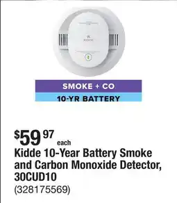 The Home Depot Kidde 10-Year Battery Smoke and Carbon Monoxide Detector, 30CUD10 offer