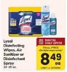ACME Lysol Disinfecting Wipes, Air Sanitizer or Disinfectant Spray offer