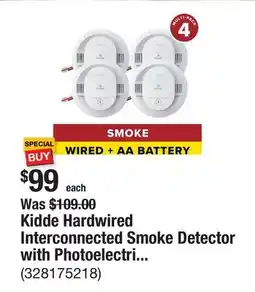 The Home Depot Kidde Hardwired Interconnected Smoke Detector with Photoelectric Sensor (4-Pack), 20SAR offer