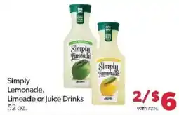 Family Fare Simply Lemonade, Limeade or Juice Drinks offer