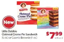 Family Fare Little Debbie Oatmeal Creme Pie Sandwich or Cosmic Brownie offer