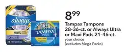 Publix Tampax Tampons or Always Ultra or Maxi Pads offer