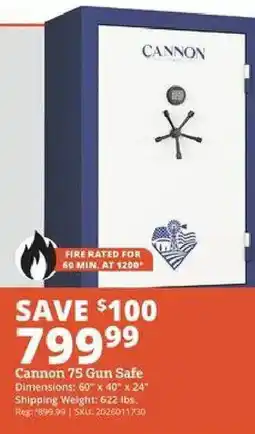 Rural King Cannon 75 Gun Safe offer