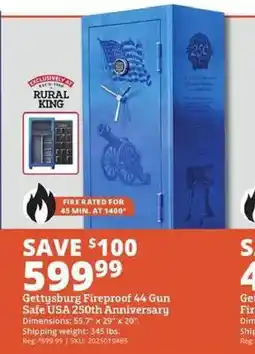 Rural King Rural King Gettysburg Fireproof 44 Gun Safe USA 250th Anniversary offer