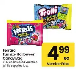 Albertsons Ferrara Funsize Halloween Candy Bag offer