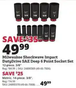 Rural King Milwaukee Shockwave Impact DutyDrive SAE Deep 6 Point Socket Set offer