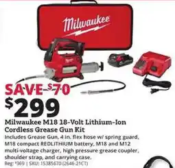 Rural King Milwaukee M18 18-Volt Lithium-Ion Cordless Grease Gun Kit offer