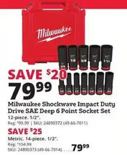 Rural King Milwaukee Shockwave Impact Duty Drive SAE Deep 6 Point Socket Set offer