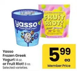 Albertsons Yasso Frozen Greek Yogurt or Fruit Riot offer