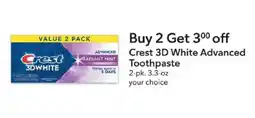 Publix Crest 3D White Advanced Toothpaste offer