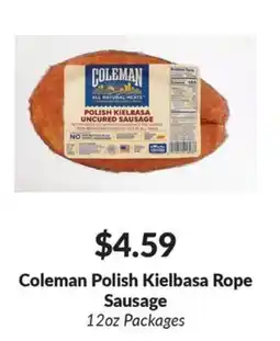Woodman's Coleman Polish Kielbasa Rope Sausage offer