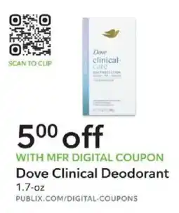 Publix Dove Clinical Deodorant offer