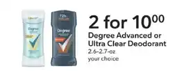 Publix Degree Advanced or Ultra Clear Deodorant offer