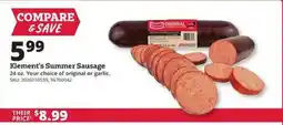 Rural King Klement's Summer Sausage offer