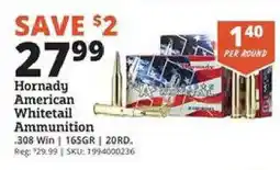 Rural King Hornady American Whitetail Ammunition offer