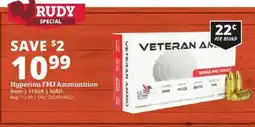 Rural King Veteran Ammo Hyperion FMJ Ammunition offer