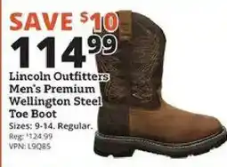 Rural King Lincoln Outfitters Men's Premium Wellington Steel Toe Boot offer