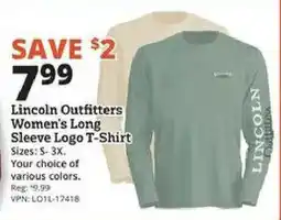 Rural King Lincoln Outfitters Women's Long Sleeve Logo T-Shirt offer
