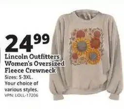 Rural King Lincoln Outfitters Women's Oversized Fleece Crewneck offer
