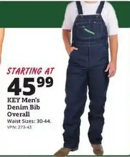 Rural King Key Men's Denim Bib Overall offer