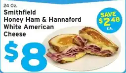 Hannaford Smithfield honey ham & hannafor white american cheese offer