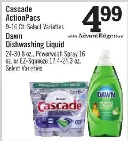 Price Chopper Cascade ActionPacs Dawn Dishwashing Liquid offer