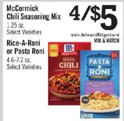 Price Chopper McCormick Chili Seasoning Mix or Rice-A-Roni or Pasta Roni offer