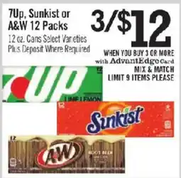 Price Chopper 7up, sunkist or a&w 12 packs offer