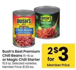 Albertsons Bush's Best Premium Chili Beans or Magic Chili Starter offer