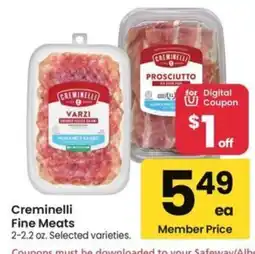 Albertsons Creminelli Fine Meats offer