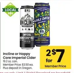Albertsons Incline or Happy Core Imperial Cider offer