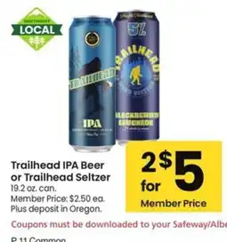 Albertsons Trailhead IPA Beer or Trailhead Seltzer offer