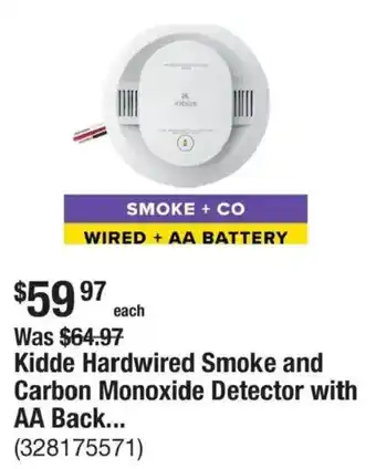 Kidde Hardwired Smoke and Carbon Monoxide Detector with AA Back...