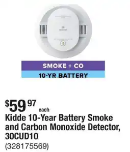 The Home Depot Kidde 10-Year Battery Smoke and Carbon Monoxide Detector offer