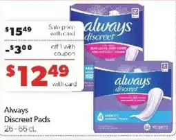Family Fare Always Discreet Pads offer
