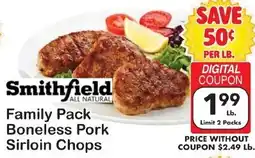 Fairplay Smithfield family pack boneless pork sirloin chops offer