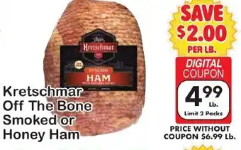 Kretschmar Off The Bone Smoked or Honey Ham