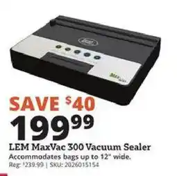 Rural King Lem Maxvac 300 Vacuum Sealer offer