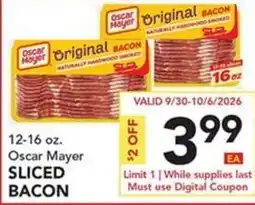 Pete's Fresh Market Oscar Mayer sliced bacon offer