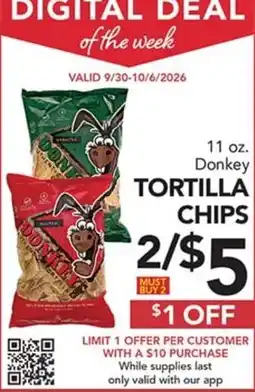 Pete's Fresh Market Donkey tortilla chips offer